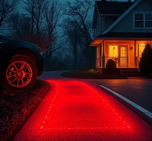 Сенсорная парковка с динамической инфракрасной подсветкой вдоль дорожки к дому